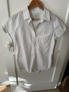 MiH Jeans 100% Cotton Pinstripe Short Sleeve Button Down Shirt